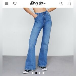 Nasty Gal High Waisted Stretch Denim Flares | Size 0 | Medium Wash | NWOT